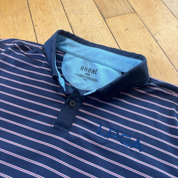 RHONE Other - Rhone LPGA Striped Performance Polo Mens Large Navy Golf Shirt